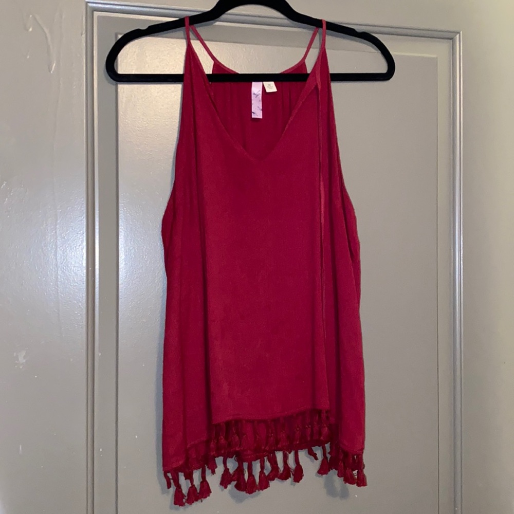 Garnet tank top with tassels